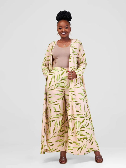 Leafy Green Kimono Set - Lime Green