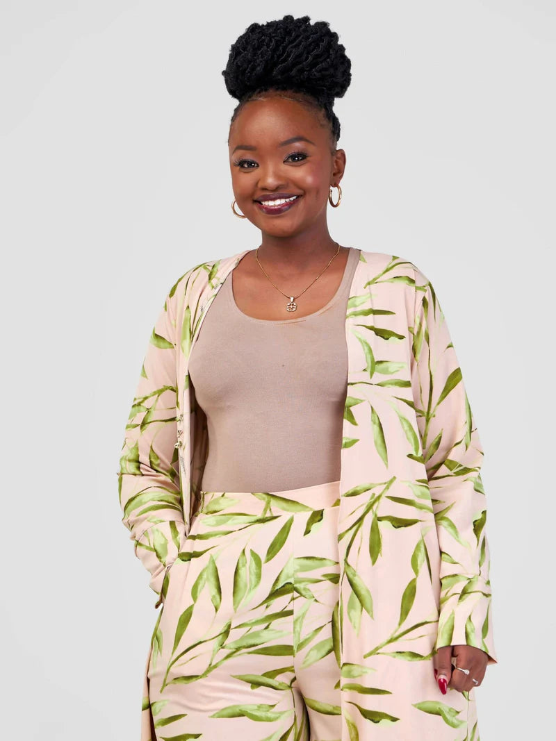 Leafy Green Kimono Set - Lime Green