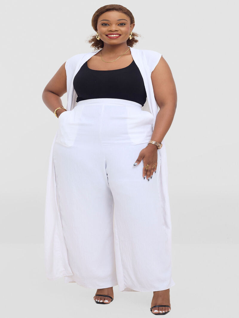 Liliadly Sleeveless White Kimono Set