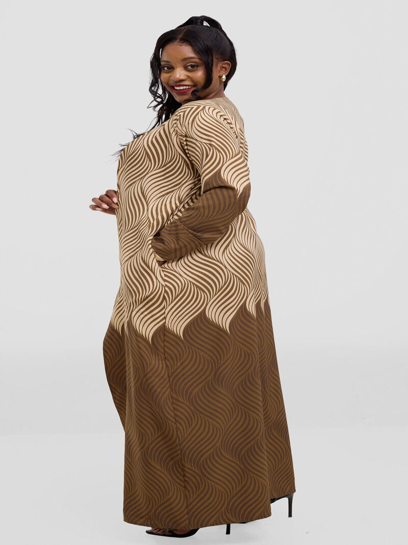 Liliadly Brown Artsy Kimono