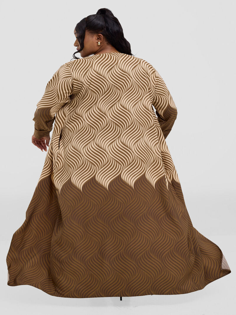 Liliadly Brown Artsy Kimono